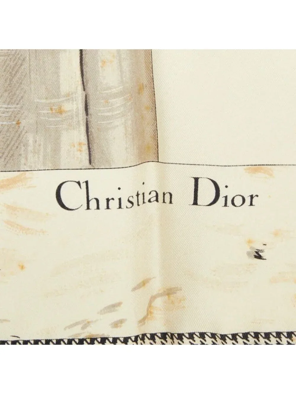 Dior Logo Cannage Lady Dior Bag Print Scarf Beige Multicolor Silk